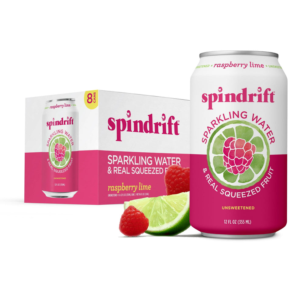 Spindrift Raspberry Lime · Agua mineral · 8 pzas de 355 ml