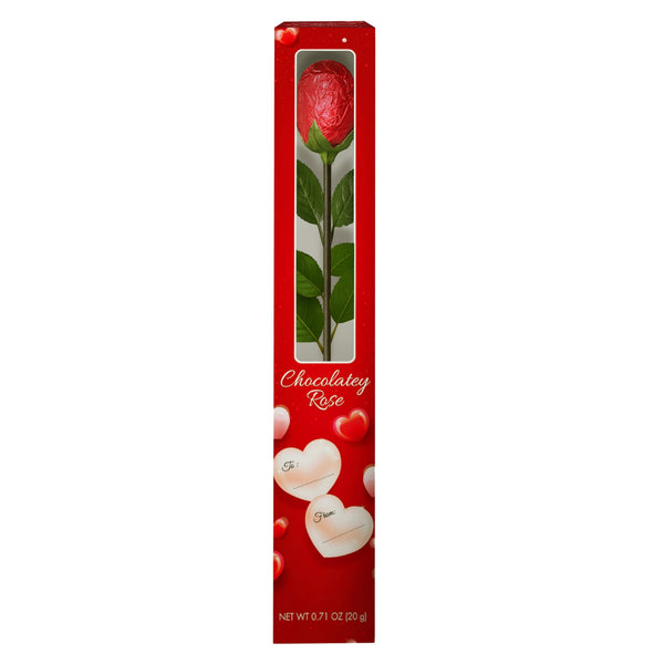 Red Foil-Wrapped Chocolatey Rose Milk Chocolate Rose · Caramelos · caja