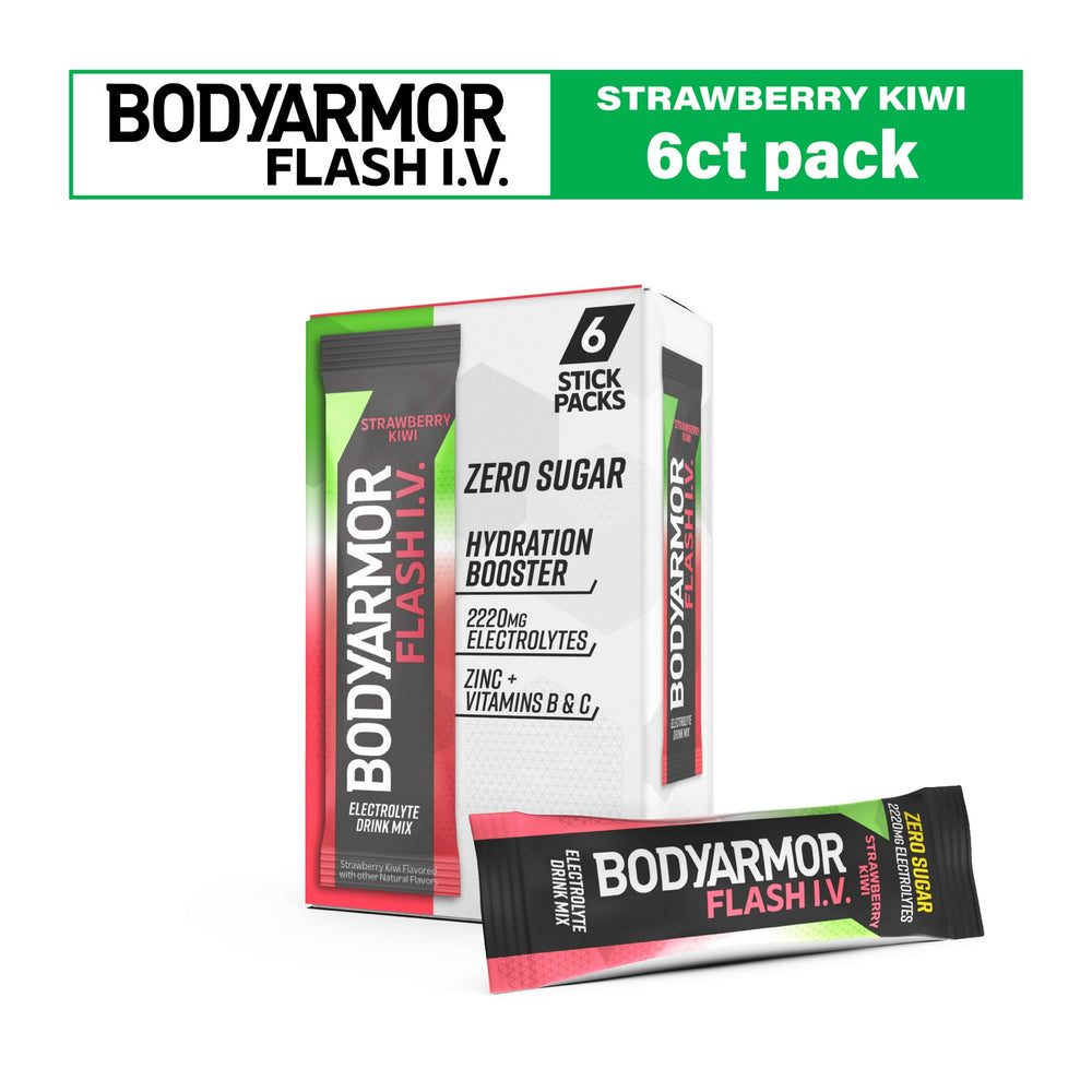 BODYARMOR Flash I.V. Strawberry Kiwi Zero Sugar Powder Mix 0.25 dry · Bebida · 6 pack