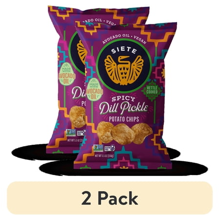 Siete Spicy Dill Pickle Kettle Cooked · Papas · 2 pack de 156 g