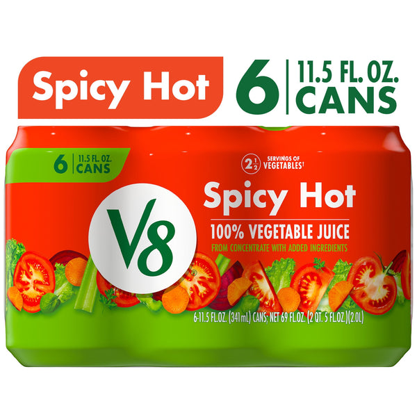 V8 Spicy Hot 100% Vegetable Juice · Bebida · 6 pzas de 340 ml