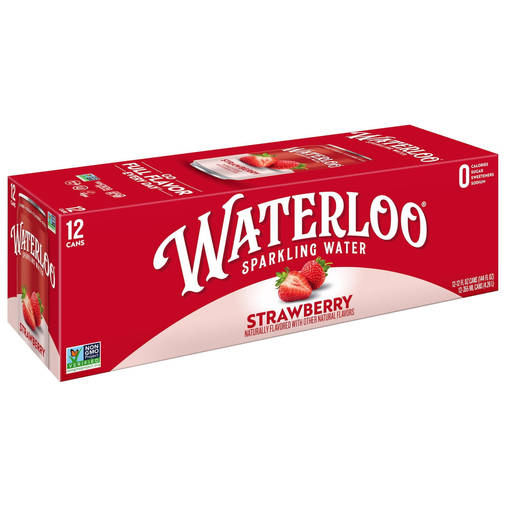 Waterloo Strawberry · Agua mineral · 12 latas de 355 ml