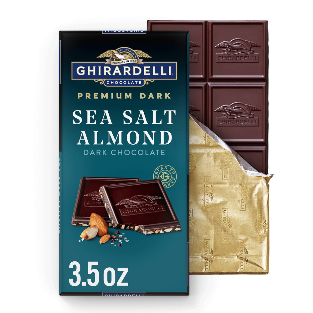 GHIRARDELLI PREMIUM DARK Sea Salt Almond Dark Chocolate · Caramelos · 99 g
