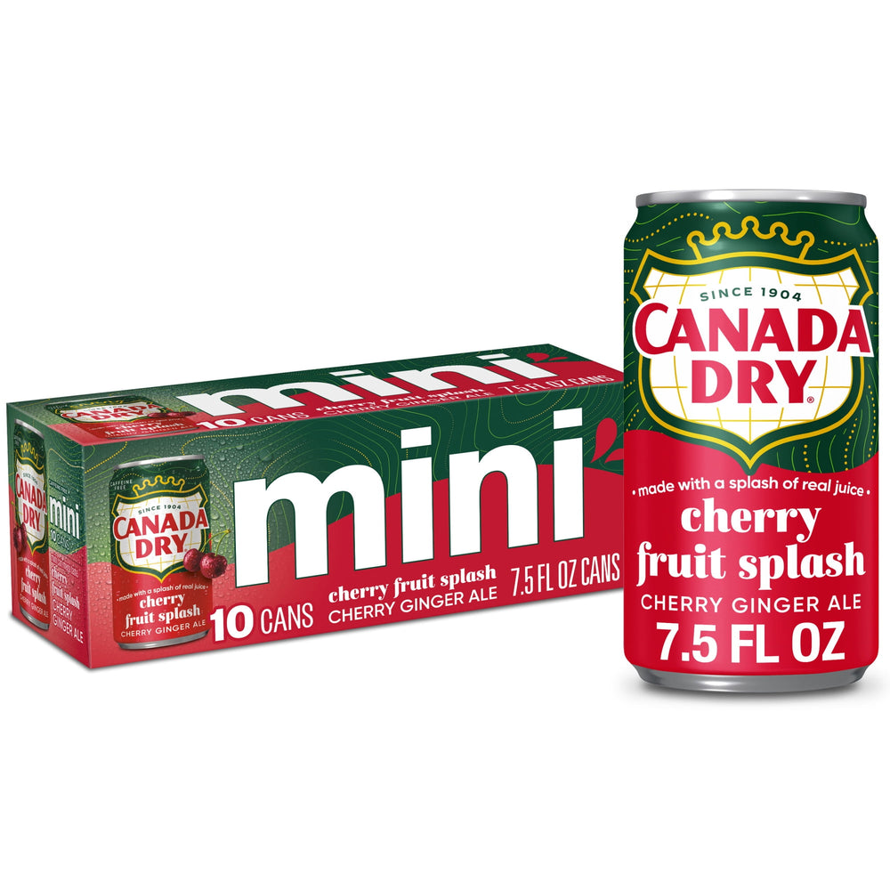 Canada Dry Fruit Splash Cherry Ginger Ale Mini Caffeine Free · Refresco · 10 latas de 222 ml