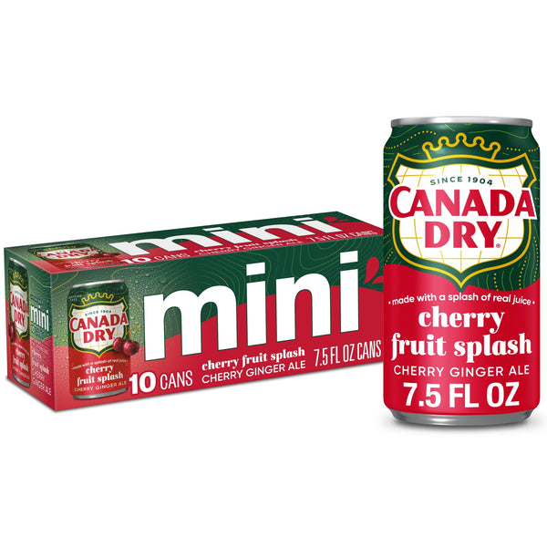 Canada Dry Fruit Splash Cherry Ginger Ale Mini Caffeine Free · Refresco · 10 latas de 222 ml