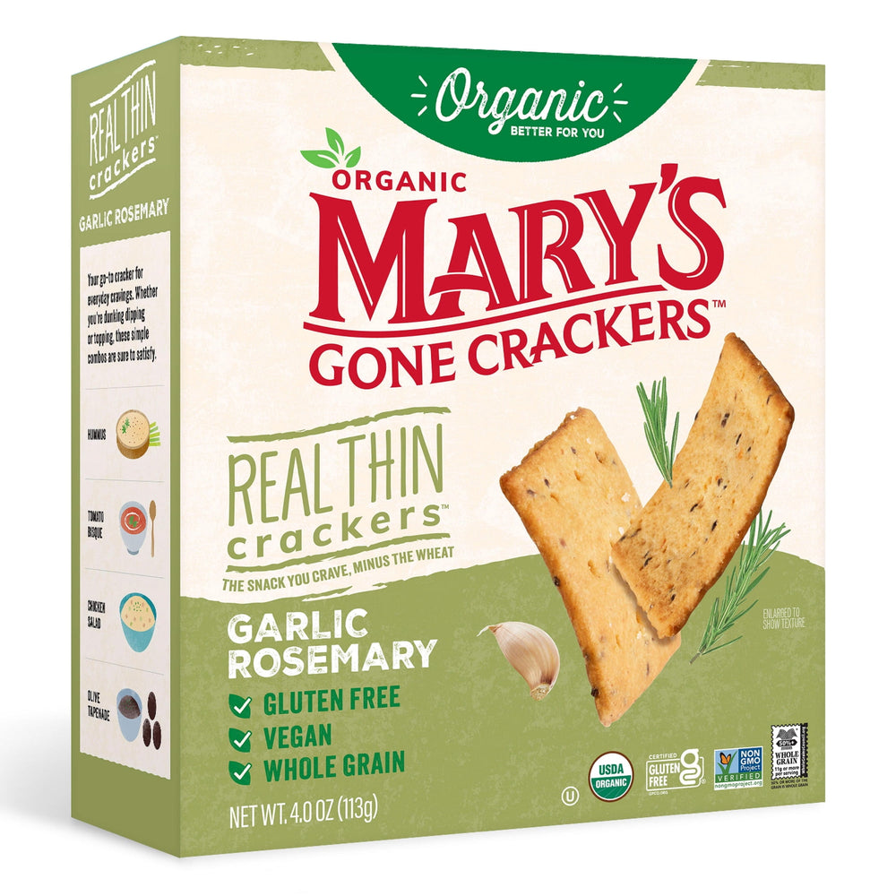 Mary's Gone Real Thin Organic Garlic Rosemary sin gluten · Galletas saladas · 113 g