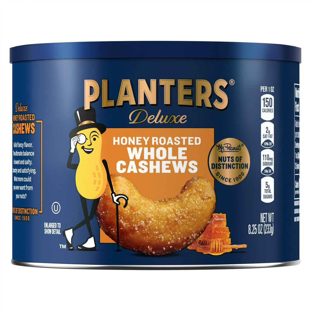 PLANTERS Deluxe Honey Roasted Whole Sweet and Salty · Nueces · 234 g · lata
