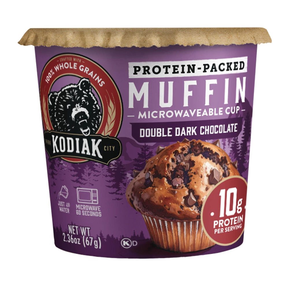 Kodiak Power Cup Double Dark Chocolate Muffin · Muffin para microondas · 67 g · vaso