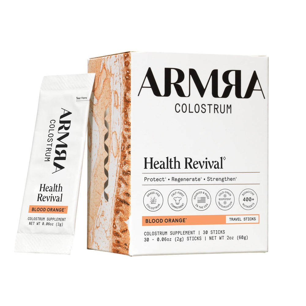 ARMRA Colostrum Blood Orange Travel Sticks · Calostro en polvo · 30 sobres