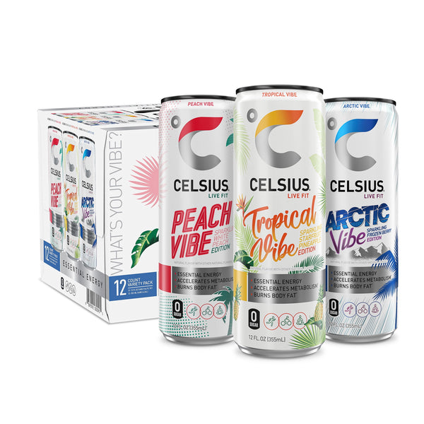 Celsius Vibe Sparkling · Bebida energética · Paquete 12 x 355 ml