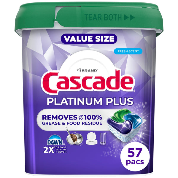Cascade Platinum Plus · Detergente lavavajillas · 57 pods