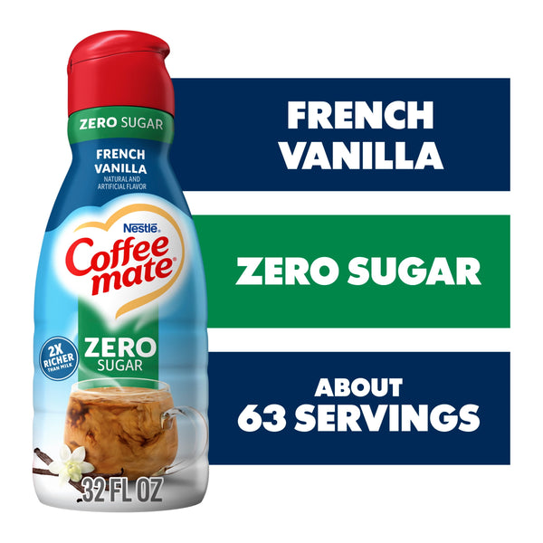 Coffee mate French Vanilla Zero Sugar 63 Servings · Crema para café · 63 porciones · 946 ml