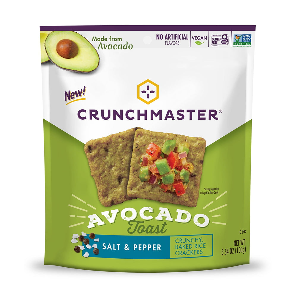 Crunchmaster Avocado Toast Cracker Salt & Pepper sin gluten · Galletas saladas · 100 g