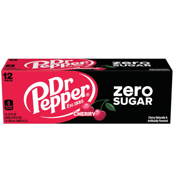 Dr Pepper Cherry Zero Sugar · Refresco · 12 latas de 340 g
