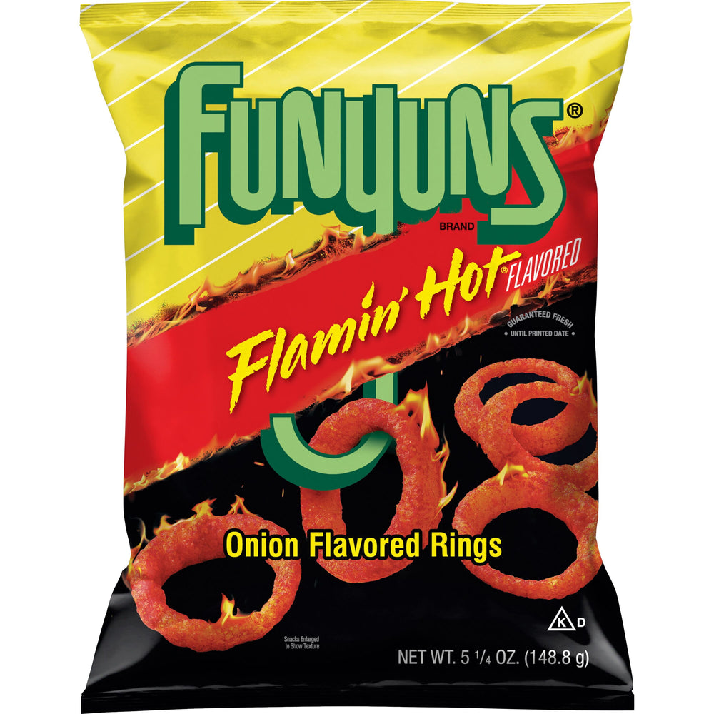 Funyuns Onion Rings Flamin' Hot · Snack salado · 149 g · bolsa