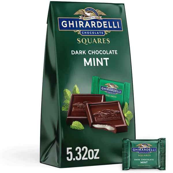 GHIRARDELLI Dark Chocolate SQUARES with Mint Filling · Surtido · 151 g · bolsa