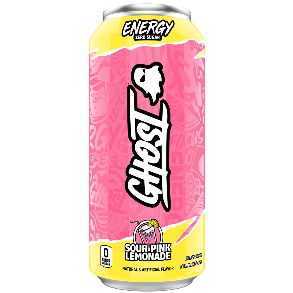 GHOST® ENERGY Sour Pink Lemonade Zero Sugar · Bebida energética · 473 ml · lata