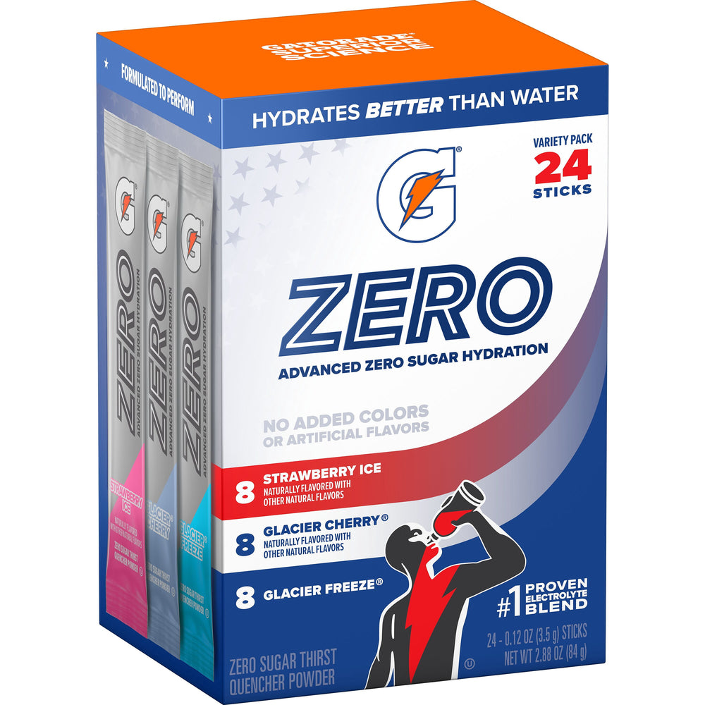 Gatorade Strawberry Ice Glacier Cherry and Glacier Freeze Zero Sugar · Polvo para agua · 3 g