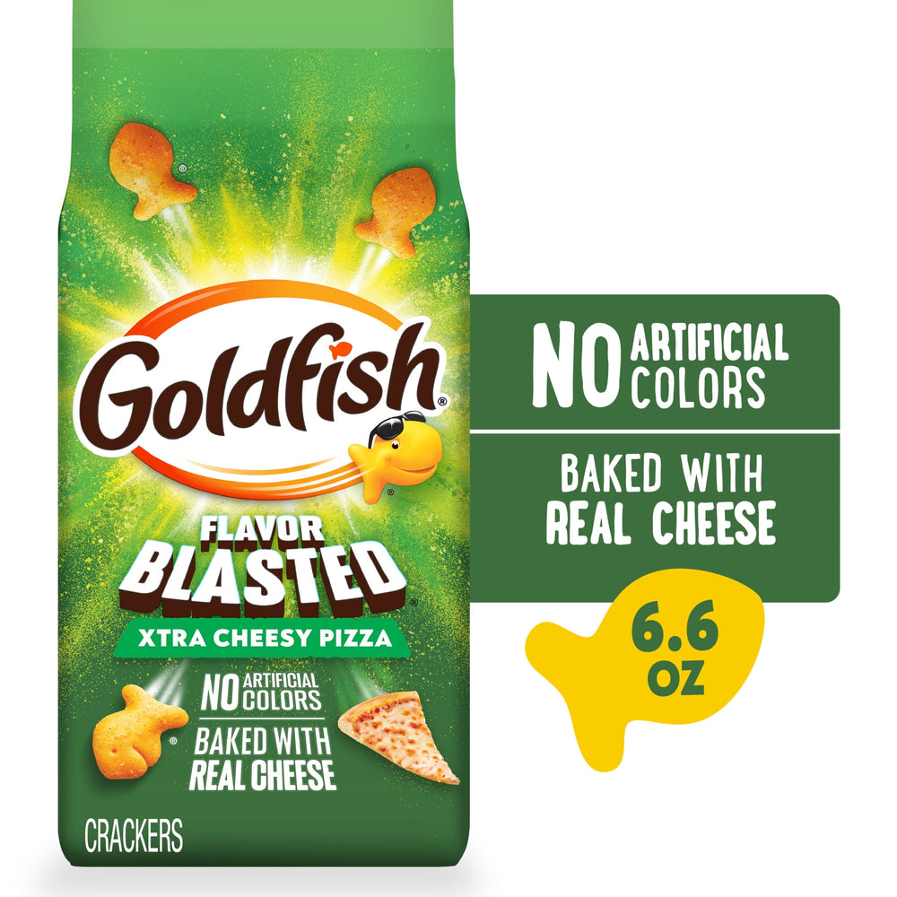 Goldfish Blasted Xtra Cheesy Pizza · Galletas saladas · 187 g · bolsa