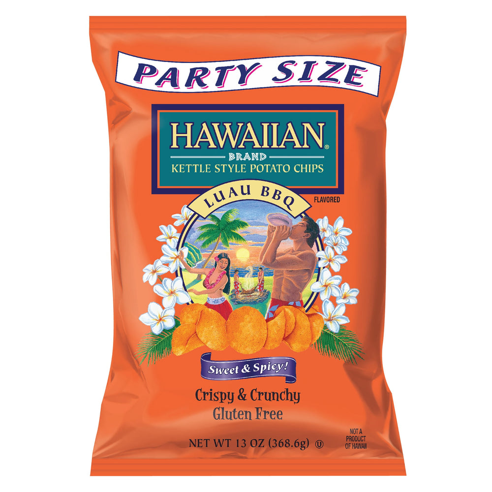 Hawaiian Brand Luau BBQ Kettle Style sin gluten · Papas · 369 g · bolsa · tamaño fiesta