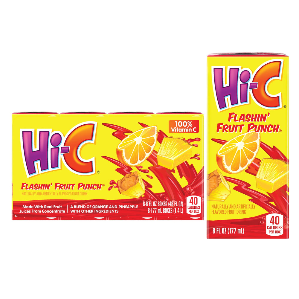 Hi-C Flashin' Fruit Punch · Bebida · 8 pack de 177 ml