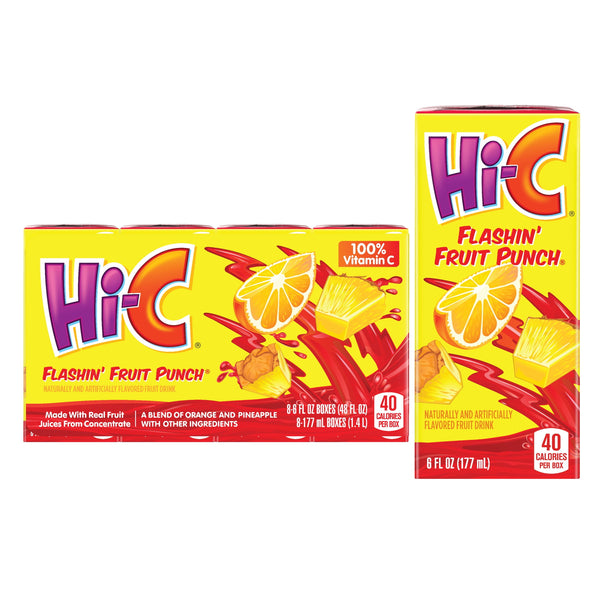 Hi-C Flashin' Fruit Punch · Bebida · 8 pack de 177 ml