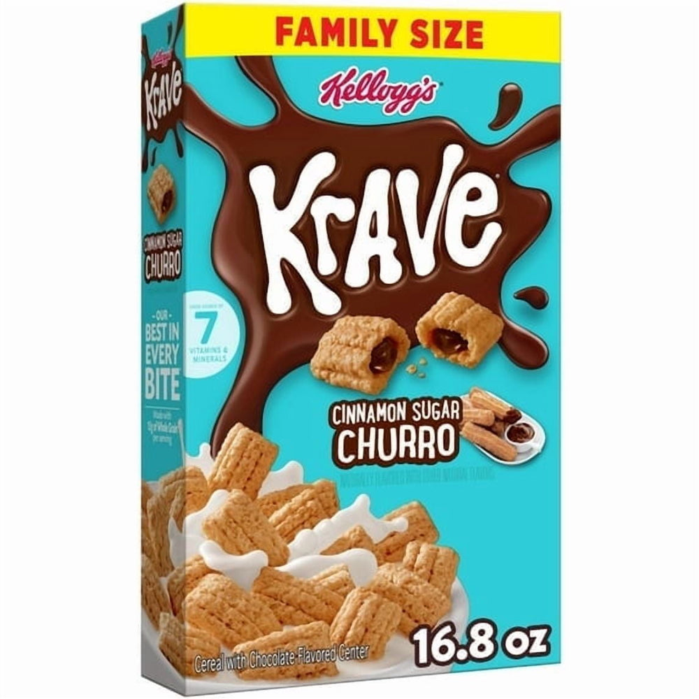 Kellogg's Krave Cinnamon Sugar Churro · Cereal · 476 g · tamaño familiar