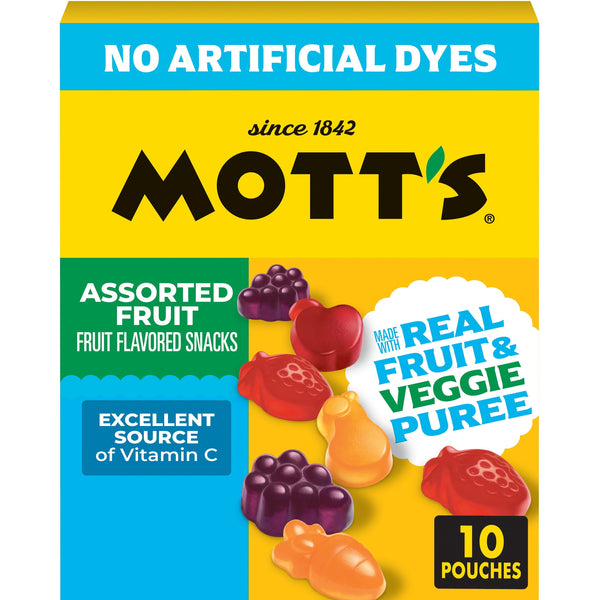 Mott's Assorted Fruit · Gomitas de fruta · 10 pzas de 23 g