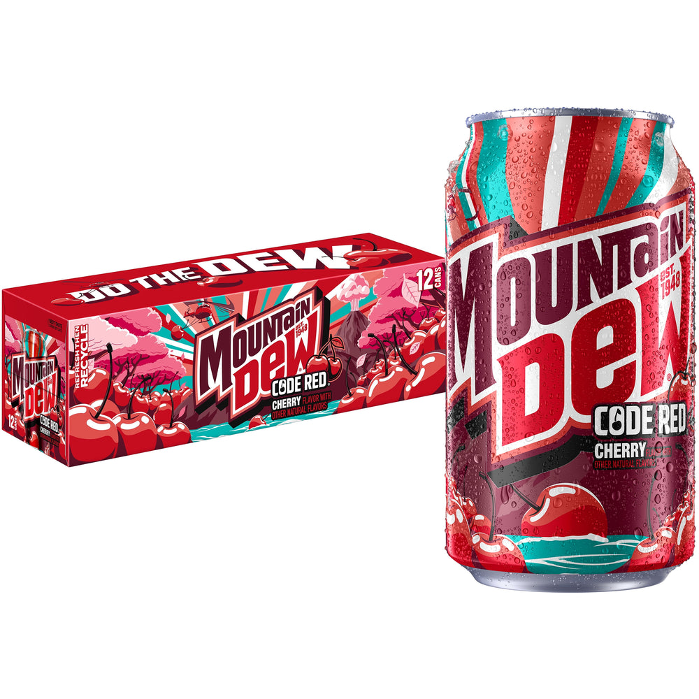 Mountain Dew Code Red Cherry · Refresco · 12 latas de 355 ml