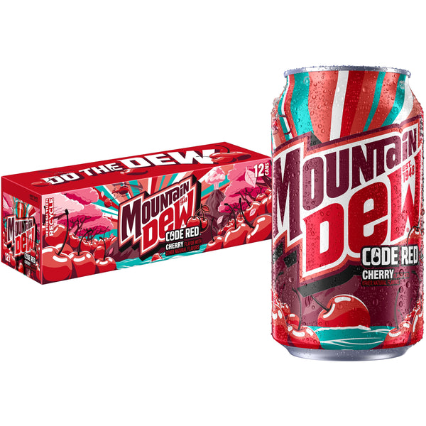 Mountain Dew Code Red Cherry · Refresco · 12 latas de 355 ml