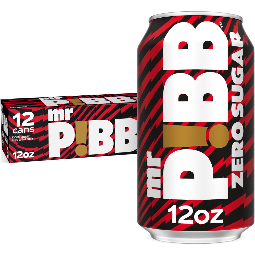 Mr. Pibb Kickin' Cherry Zero Sugar · Refresco · 12 latas de 355 ml