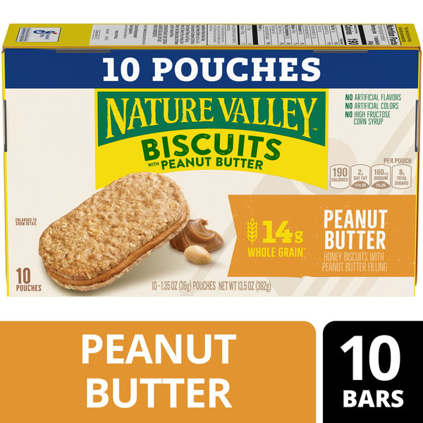 Nature Valley Biscuit Sandwiches Peanut Butter · Galletas · 10 barras de 383 g