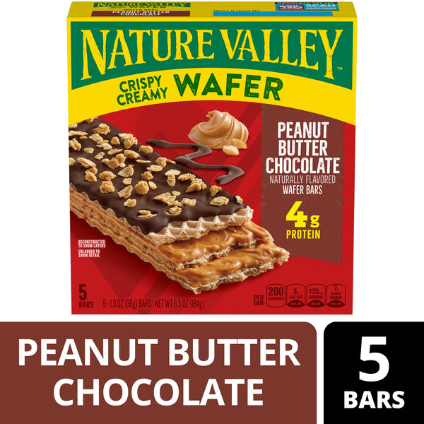 Nature Valley Creamy Wafer Bar Peanut Butter Chocolate · Wafers · 5 barras de 4 g