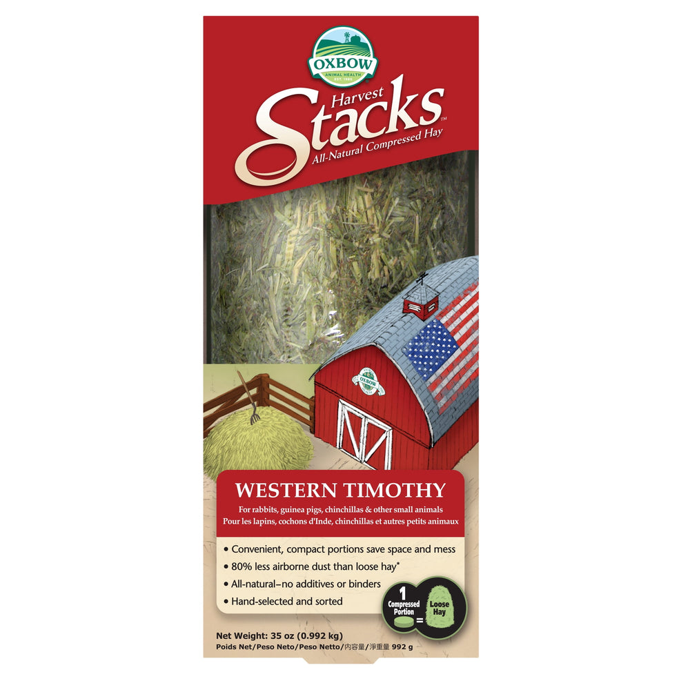Oxbow Harvest Stacks Western Timothy · Heno comprimido para mascotas · 992 g