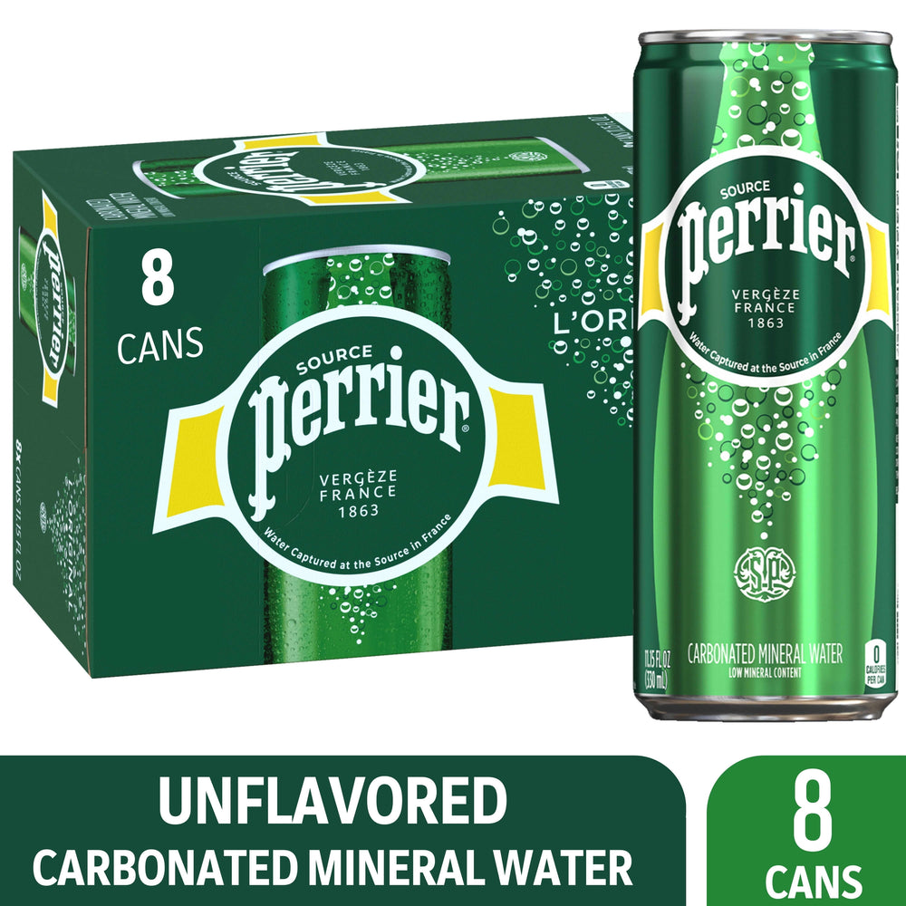 Perrier Sparkling Un Mineral Water · Bebida · 8 latas · 2.64 L