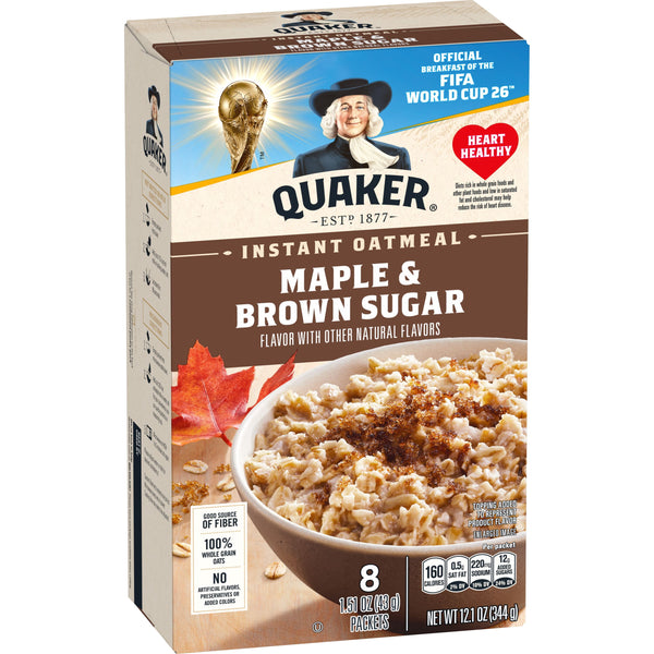 Quaker Maple Brown Sugar · Avena y hot cakes · 8 sobres de 343 g
