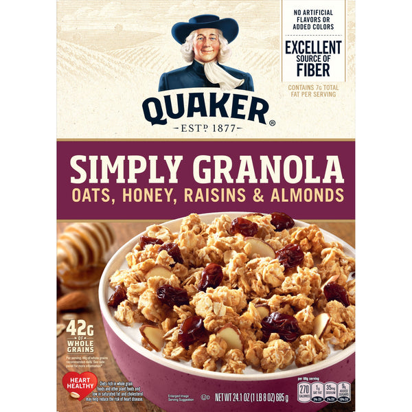 Quaker Simply Oats Honey Raisins · Granola · 683 g · caja