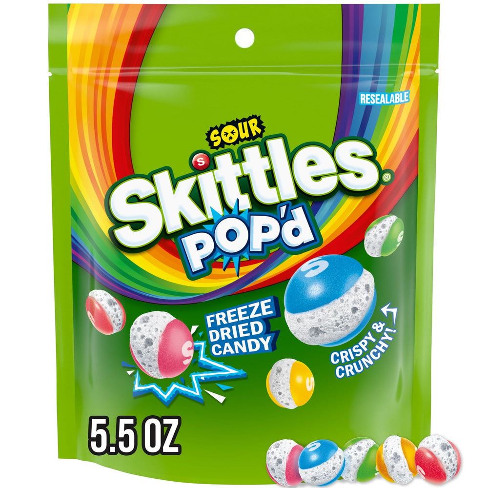 SKITTLES POP'D Sour Freeze Dried · Caramelos · 156 g · bolsa