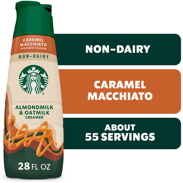 Starbucks Caramel Macchiato sin lácteos (almendra y avena) · Crema para café · 828 ml · botella