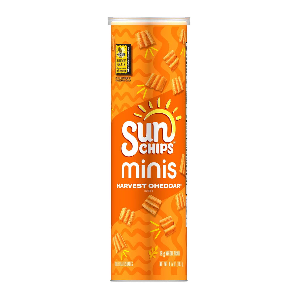SunChips Minis Harvest Cheddar · Papas · 106 g · bote