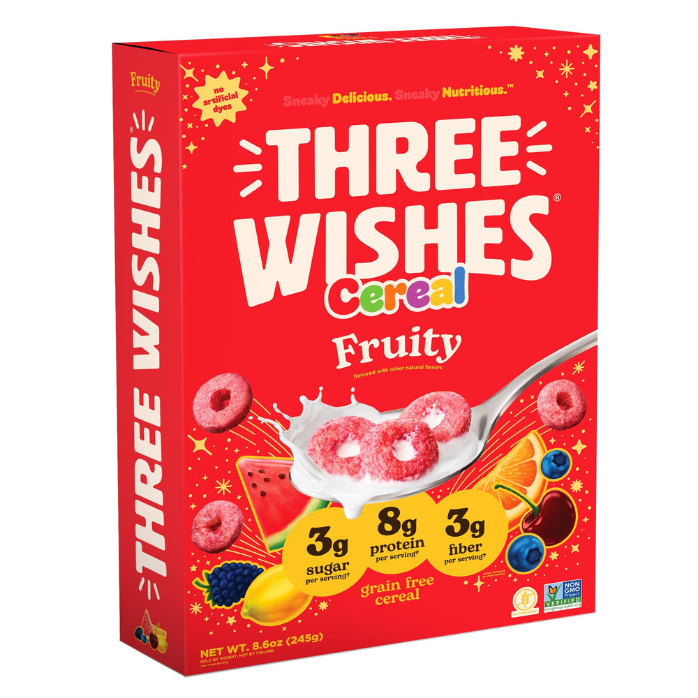 Three Wishes sin gluten · Cereal sin granos sabor frutal · 244 g