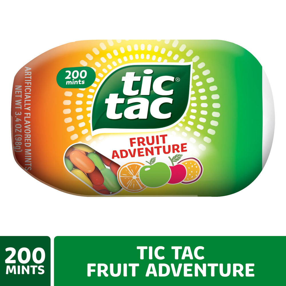 Tic Tac Fruit Adventure Pocket-Sized · Chicles y mentas · 200 pzas · 96 g