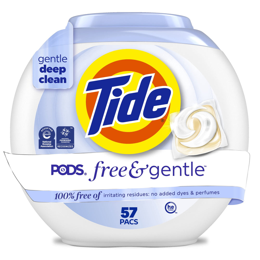 Tide Pods Free & Gentle · Detergente en cápsulas · 57 unidades