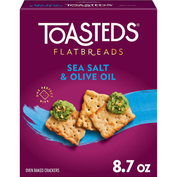 Toasteds Flatbreads Sea Salt and Olive Oil Party · Galletas saladas · 247 g