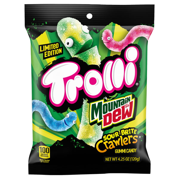 Trolli x Mountain Dew Sour Brite Crawlers Gummy Worm · Gomitas · 120 g · bolsa