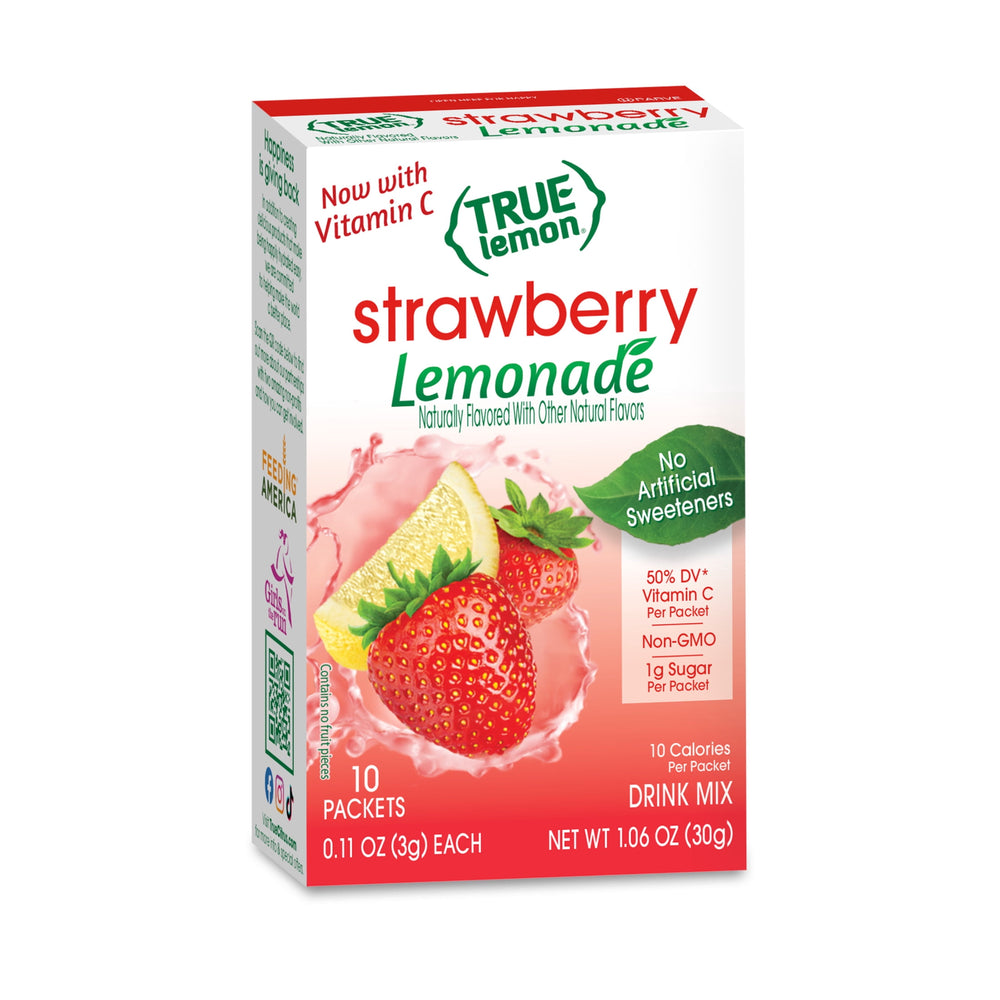 True Lemon Strawberry Lemonade Powder No Artificial · Polvo para agua · 10 pzas de 30 g