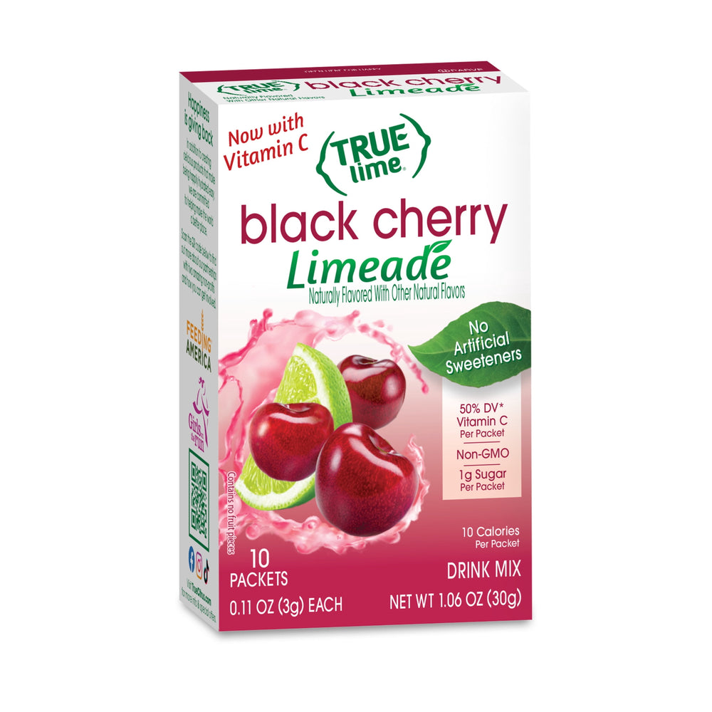 True Lime Black Cherry Limeade Powder No Artificial · Polvo para agua · 10 pzas de 30 g