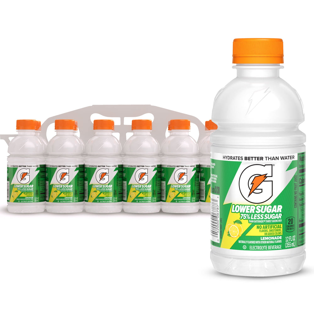 Gatorade Lower Sugar No Artificials Lemonade · Bebida · 12 botellas de 355 ml