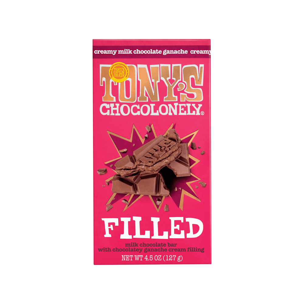 Tony's Chocolonely Filled Creamy Milk Ganache Bar · Caramelos · 128 g