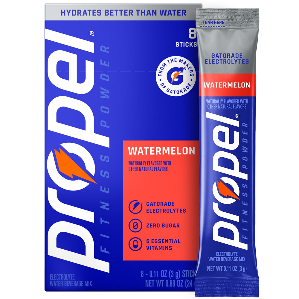 Propel Watermelon Zero Sugar · Polvo para agua · 8 pzas de 3 g
